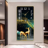 Arte de Pared Decorativo Moderno para el Hogar, Pintura de Lujo con Reloj de Porcelana Cristal