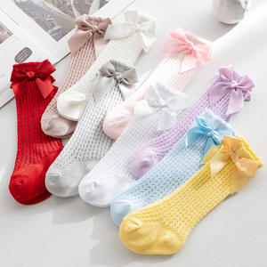 Chaussettes hautes antidérapantes en coton pour bébé fille, avec nœud, pour nouveau-né et nourrisson - Product Image 1