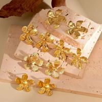 Anting Tusuk Seri Bunga Baja Anti Karat Lapis Elektroplating, Modis, Serbaguna, Terlaris Lintas Negara, Ringan untuk Wanita