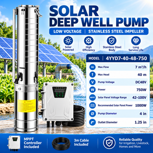 ปั๊มน้ำบาดาลพลังงานแสงอาทิตย์ QY 4 นิ้ว DC48V 750W 7 ลูกบาศก์เมตร/ชั่วโมง ระยะส่ง 40 เมตร ใบพัดสแตนเลส - Product Image 5