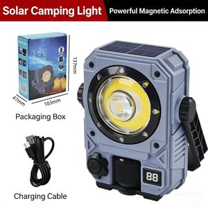Linterna Portátil Retro Magnética de 5 Velocidades Recargable con Energía <span class=keywords><strong>Solar</strong></span> y Batería, Impermeable, para Camping al Aire Libre - Product Image 1