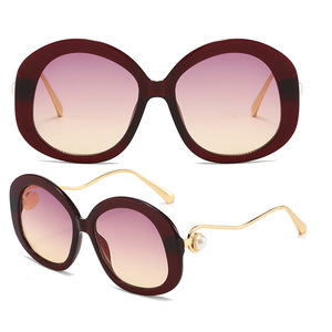 All'ingrosso irregolare rotonda ultra leggera grande cornice perla <span class=keywords><strong>M</strong></span> specchio curvo gambe <span class=keywords><strong>occhiali</strong></span> da sole per le donne - Product Image 2