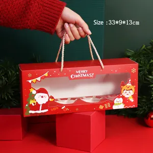 Weihnachts papier Kuchen Tasse Verpackung Geschenk box Weihnachten Cupcake Box mit Fenster