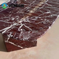 Table à manger en marbre Rosso Levanto naturel sur mesure STONESUN, mobilier de salle à manger moderne de luxe italien