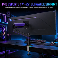 Support d'écran unique pour bureau cubique, idéal pour le télétravail et les studios, 2 à 15 kg, 17 à 45 pouces, bras de moniteur inclinable +90/-25