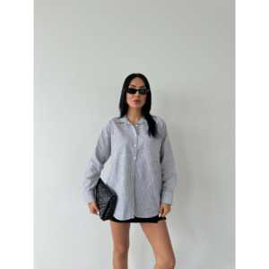 Camisa de Popelina a Rayas para Mujer, Manga Convencional, Estilo Simple para el Día a Día - Product Image 3