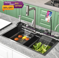 Robinet numérique intelligent de cuisine contemporain en acier inoxydable de haute qualité à poignée unique thermostatique avec conception rétractable