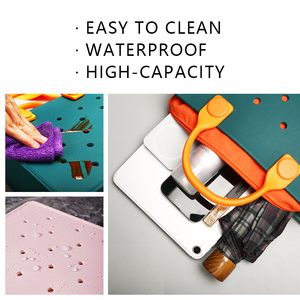 Bolsos <span class=keywords><strong>de</strong></span> mano <span class=keywords><strong>de</strong></span> EVA impermeables <span class=keywords><strong>de</strong></span> nuevo diseño al por mayor, bolsos tote perforados DIY coloridos con correa para el hombro para mujer, a granel - Product Image 3
