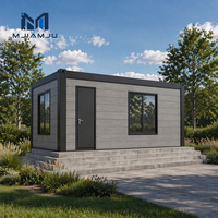 Maison conteneur moderne à assemblage rapide, en kit, avec structure en acier et verre trempé, extérieur gris, maisonnette préfabriquée pour la campagne