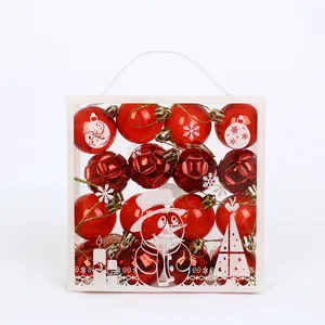 Hot Sale 4cm Plastic Christmas Baubles Set Gift Box 16pcs/Pack Christmas Tree Decoration