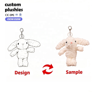 Porte-clés Lapin Mignon à Oreilles Tombantes en Peluche, Pendentif Doux et Moelleux, Breloque de Sac, <span class=keywords><strong>Mini</strong></span> Animal en Peluche, Cadeau pour Filles - Product Image 1