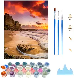 40X50 Cm Volwassenen En Kinderen Beginners Diy Zonsondergang En Strand Digitaal Canvas Zeegezicht Olieverf Op Nummer Strand