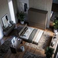Offre Spéciale : Ensemble de Meubles de Chambre Blancs Modernes avec Lit, Armoire, Coiffeuse, Miroir LED et Table de Nuit pour Appartement