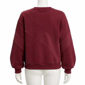 เสื้อสเวตเชิ้ตผู้หญิง คอกลม แขนทรงกระบอก ผ้าฟลีซ สีเบอร์กันดี คุณภาพพรีเมียม สำหรับฤดูใบไม้ร่วง - Product Image 3
