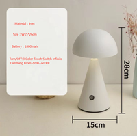 Lampe de table LED tactile sans fil rechargeable à piles moderne avec abat-jour en métal et luminosité réglable pour chambre à coucher, café, bar