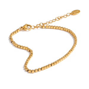 JINYOU 4188 Bracciale Premium in Acciaio Inossidabile Placcato Oro con Perline Quadrate per <span class=keywords><strong>Gioielli</strong></span> Personalizzati di Alta Qualità - Product Image 1