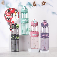 Nouveau modèle de bouteille d'eau sportive en plastique écologique et mignonne avec fonction de boisson directe, vente en gros en vrac