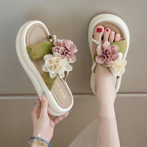 Women's Summer Thick-Soled Floral <b>Slides</b> Stylish for Outdoors Work Perfect Soft Non-<b>Slip</b> Soles for Comfortable All-Day Wear - Product Image 1