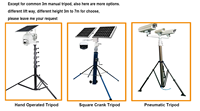 Trépied en aluminium de 3m avec mât télescopique à manivelle pour support de caméra CCTV PTZ