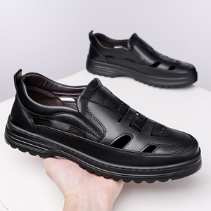 Men's Plus Size Breathable Hollow Out Casual Shoes 38-48 Rubber Sole Low Heel Leather <b>Sandals</b> - Product Image 2