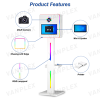 Cabina de Fotos con Pantalla Táctil Espejo de 15.6 Pulgadas, Modelo 2026 |   Espejo Mágico para Bodas |   Compatible con DSLR + Impresión Instantánea + Wi-Fi