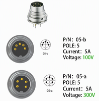 Connecteur circulaire M16 mâle 5 broches SGR50/6 (300V) Prise de châssis Montage sur circuit imprimé Montage côté arrière IEC 61076-2-106 Joint fileté IP40
