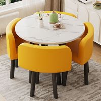 Ensemble de table basse ronde minimaliste moderne en marbre et bois pour le salon, facile à nettoyer