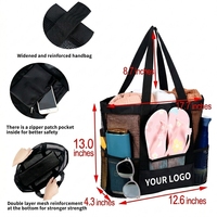 Sac de plage en maille grande capacité personnalisé avec logo pour l'été, les voyages et la natation – Accessoires de sac fourre-tout