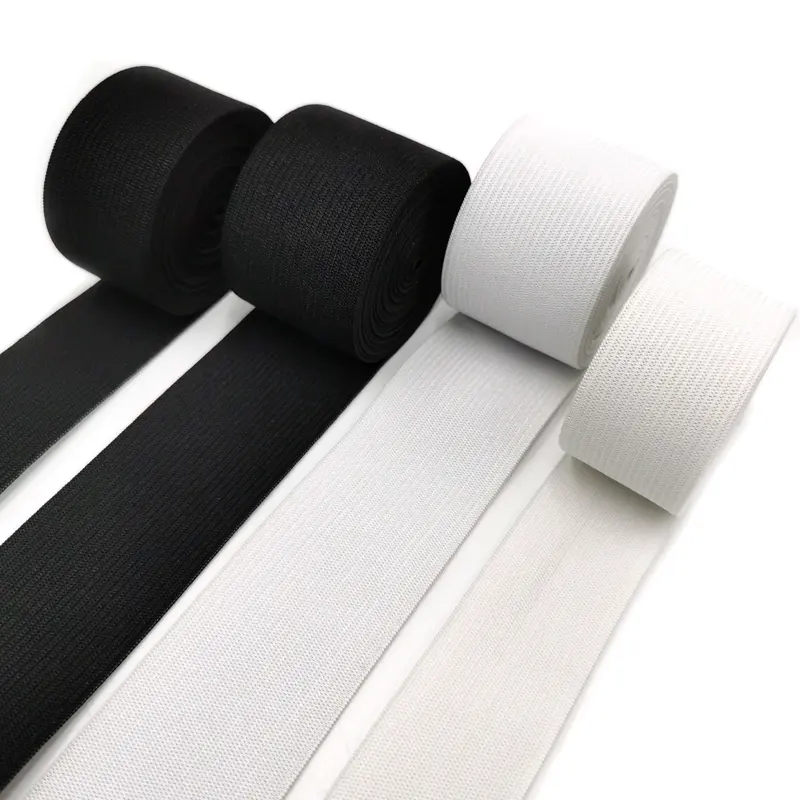De alta calidad de buena elasticidad blanco y negro de punto impreso banda elástica para la ropa interior
