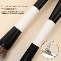 Lot de 12 pinceaux de maquillage de luxe en bois blanc personnalisables, double embout, avec logo sur mesure, synthétiques, sans cruauté animale, durables, vente en gros OEM