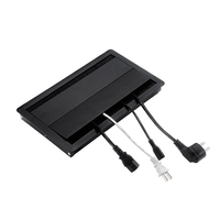 Caja organizadora de cables de aleación de aluminio para escritorio, cubierta rectangular para orificio de mesa de oficina, con organizador de cables negro y pasacables.