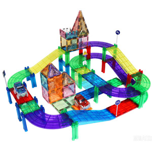Wellbbplay 80 pièces Jouets STEM DIY Blocs Magnétiques Circuit de Course Magnétique pour Enfants Jouets Éducatifs <span class=keywords><strong>Magnatiles</strong></span> pour Enfant - Product Image 3