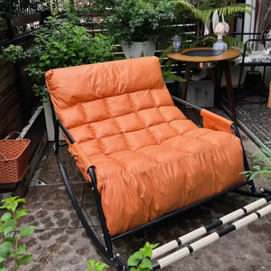 Fauteuil inclinable double moderne en similicuir rouge <span class=keywords><strong>pour</strong></span> adultes, idéal <span class=keywords><strong>pour</strong></span> la sieste sur balcon et dans le salon, <span class=keywords><strong>pour</strong></span> la détente à domicile - Product Image 1