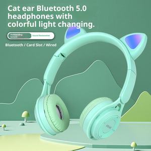 <b>Cat's</b> <b>Ears</b> Steamed <b>Cat</b> <b>Ear</b> Shaped Bread Hair Light Headworn Blue Tooth Headset Subwoofer Wireless Foldable Universal Headset - Product Image 5