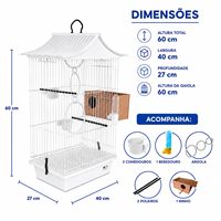 Volière pour oiseaux en fil métallique blanc avec jouets suspendus, nid de reproduction en bois et plateau coulissant, cage idéale pour les agapornis et les perruches