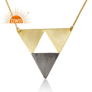 Diseño geométrico Collar de plata Diseñador Proveedor de joyería Lisa Acabado en dos tonos Collar de plata 925 Colección vintage - Product Image 2