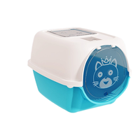 Litière pour chat entièrement personnalisée, semi-fermée, avec porte élévatrice, anti-poussière, capacité 65L, facile à nettoyer, en PP, accessoire pour animaux de compagnie YiWu