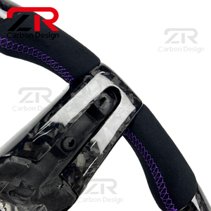 Volant de direction personnalisé en fibre de carbone forgée et cuir véritable pour <span class=keywords><strong>Ford</strong></span> <span class=keywords><strong>Mustang</strong></span> GT GT500 GT500KR RTR Shelby Super Snake - Product Image 4