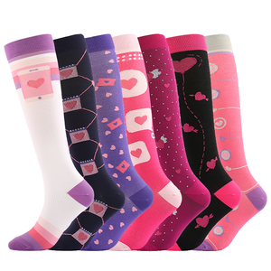 Solid Compression <b>Socks</b> Nylon <b>Knee</b> <b>High</b> Breathable Sports Leg Warriors Customizable Cuff Logo 15-20mmHg Autumn - Product Image 1