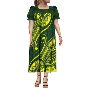 Nouvelles robes décontractées à manches bouffantes et volants, style Mumu polynésien micronésien, motif fleur d'hibiscus, pour livraison directe - Product Image 2