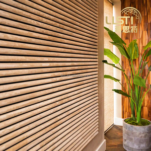 Paneles de pared absorbentes de sonido de chapa de gamuza Listi Akupanel Panel de madera de listón acústico para pared y techo - Product Image 4