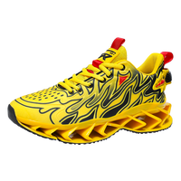 Chaussures de sport tendance pour hommes, style Blade, imprimé flamme, dessus en cuir
