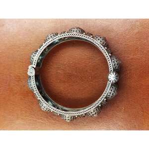 Handmade Vintage Silver-Look Openable <b>Bracelet</b> Pure Brass Party Wear Diamond <b>Adjustable</b> Openable Oxidized Bangle Wedding - Product Image 3