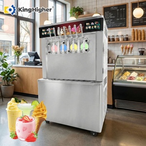 Máquina comercial de helado suave de 7 <span class=keywords><strong>sabores</strong></span> con doble compresor, eléctrica, automática, de pie, para hacer bebidas frías. - Product Image 1