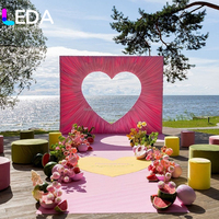 LEDA Perlengkapan Pernikahan Stand Backdrop Bentuk Hati DIY Kain Beludru Tirai Berbentuk Hati Stand Backdrop Elegan Vintage Untuk Dekorasi Backdrop