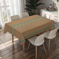 Nappe carrée à motif drapeau rouge RNPT, nappe durable en PVC pour dîner familial et anniversaire