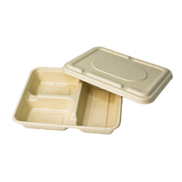 Assiettes jetables biodégradables et compostables en bagasse de canne à sucre, personnalisables, à 3 compartiments, pour le déjeuner et les accompagnements