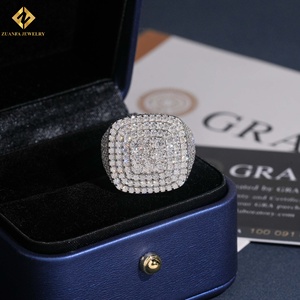 Men's Moissanite <b>Ring</b> 925 Silver Rhodium Plated Hip Hop Geometric Luxury Style <b>Iced</b> Out <b>Rings</b> - Product Image 4