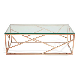 <span class=keywords><strong>Vetro</strong></span> trasparente Top <span class=keywords><strong>oro</strong></span> in acciaio inox Design contemporaneo <span class=keywords><strong>tavolino</strong></span> da caffè per mobili da <span class=keywords><strong>salotto</strong></span> o decorazioni per la casa - Product Image 2