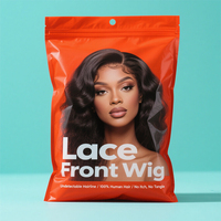 Sac à fermeture éclair en PVC givré imprimé sur mesure pour perruque et extensions de cheveux, emballage en plastique à fermeture éclair